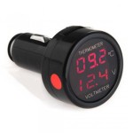 Digital Voltmeter - Thermometer, for car, red - red display, cigarette / lighter socket connection